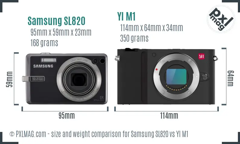 Samsung SL820 vs YI M1 size comparison