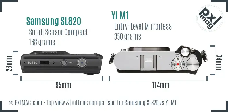 Samsung SL820 vs YI M1 top view buttons comparison