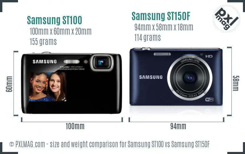 Samsung ST100 vs Samsung ST150F size comparison