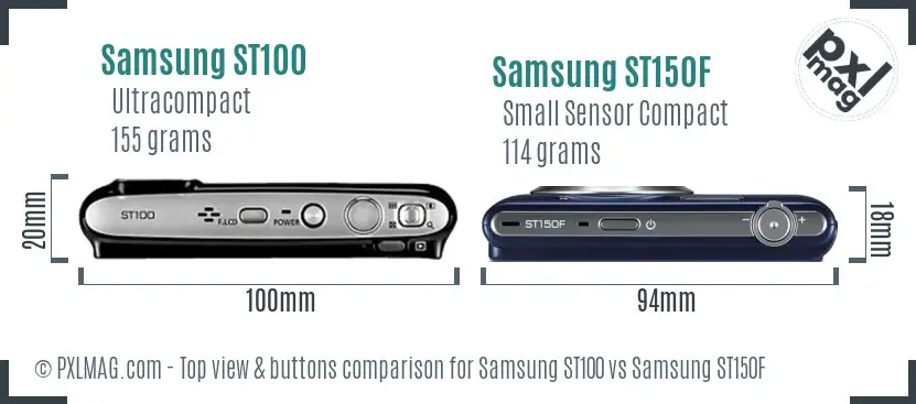 Samsung ST100 vs Samsung ST150F top view buttons comparison