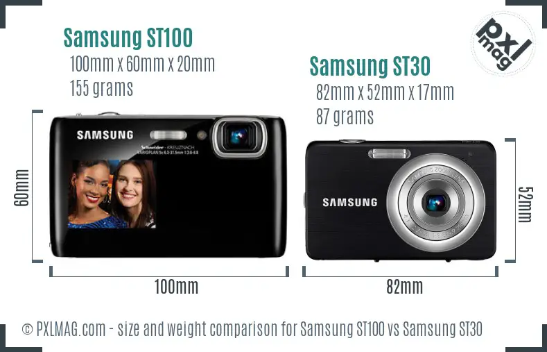 Samsung ST100 vs Samsung ST30 size comparison