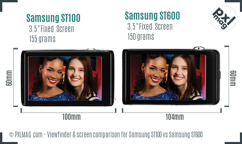 Samsung ST100 vs Samsung ST600 Screen and Viewfinder comparison