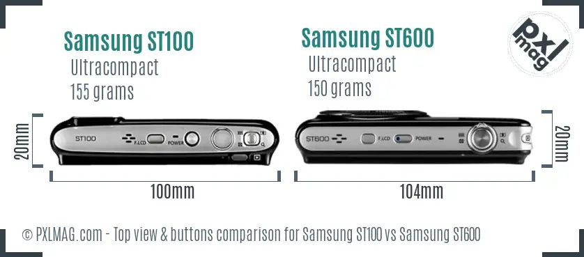 Samsung ST100 vs Samsung ST600 top view buttons comparison