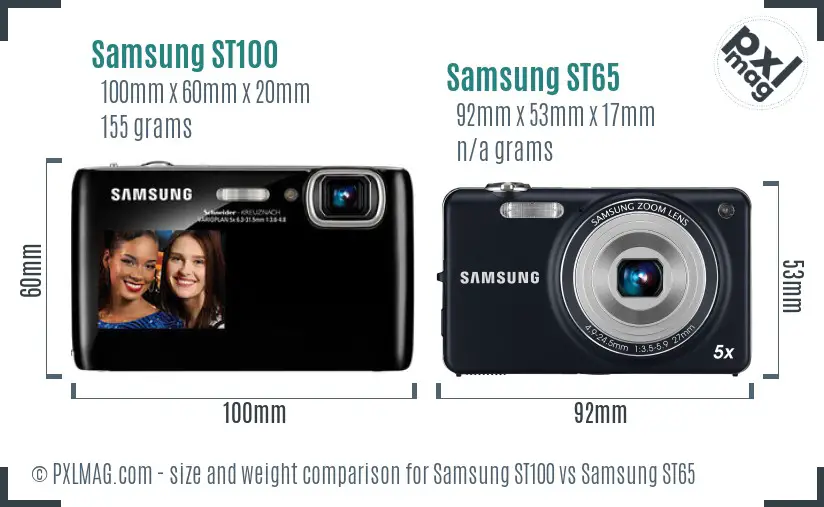 Samsung ST100 vs Samsung ST65 size comparison