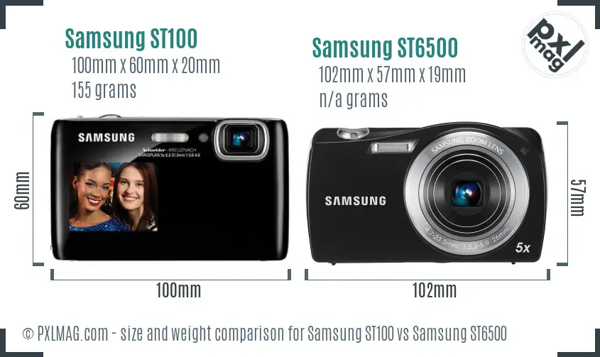 Samsung ST100 vs Samsung ST6500 size comparison