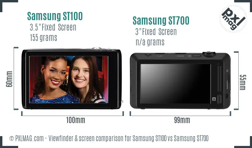 Samsung ST100 vs Samsung ST700 Screen and Viewfinder comparison