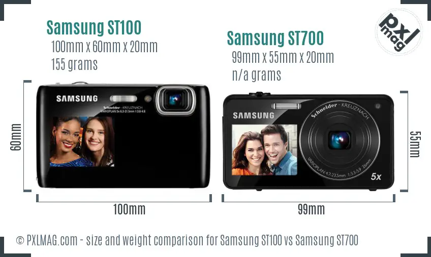 Samsung ST100 vs Samsung ST700 size comparison