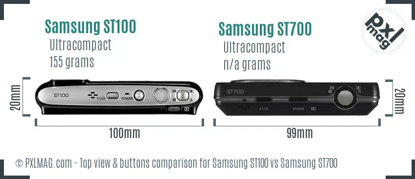 Samsung ST100 vs Samsung ST700 top view buttons comparison