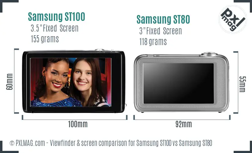 Samsung ST100 vs Samsung ST80 Screen and Viewfinder comparison