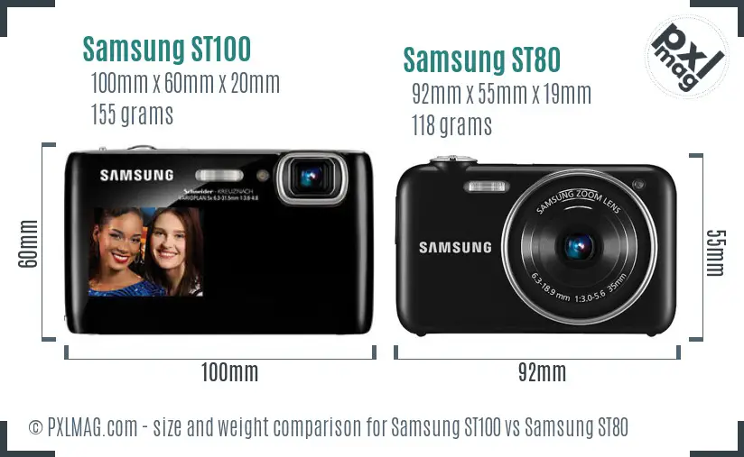 Samsung ST100 vs Samsung ST80 size comparison