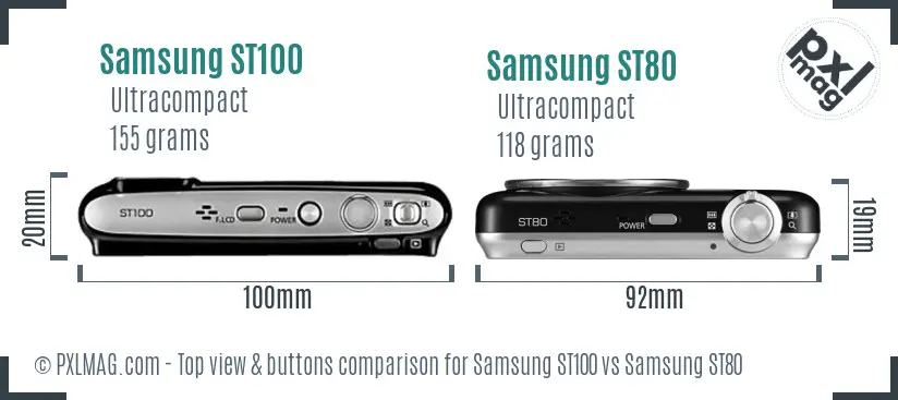 Samsung ST100 vs Samsung ST80 top view buttons comparison