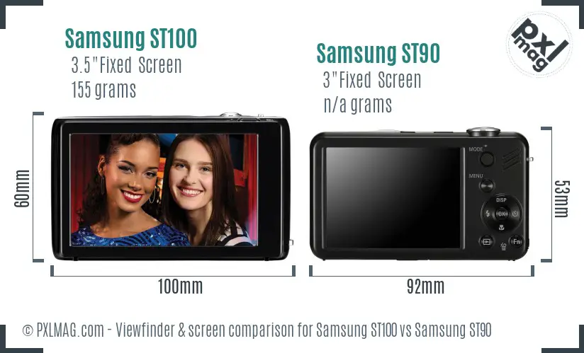 Samsung ST100 vs Samsung ST90 Screen and Viewfinder comparison