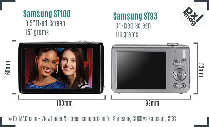 Samsung ST100 vs Samsung ST93 Screen and Viewfinder comparison