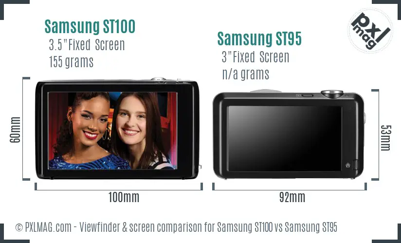 Samsung ST100 vs Samsung ST95 Screen and Viewfinder comparison