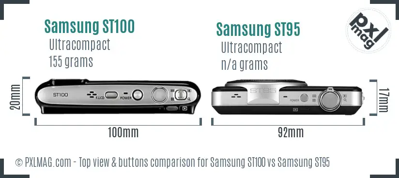 Samsung ST100 vs Samsung ST95 top view buttons comparison