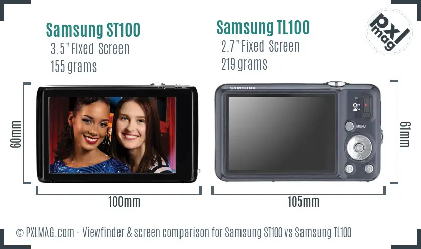 Samsung ST100 vs Samsung TL100 Screen and Viewfinder comparison