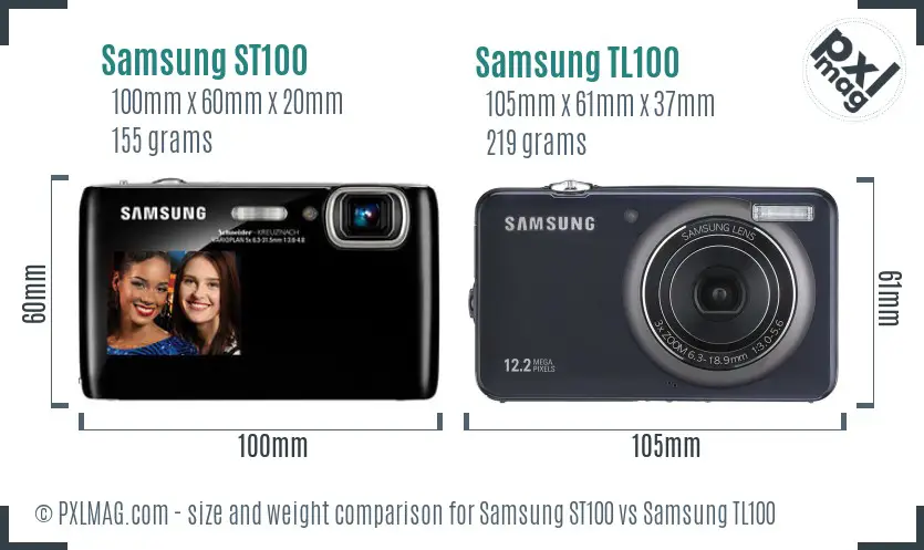 Samsung ST100 vs Samsung TL100 size comparison