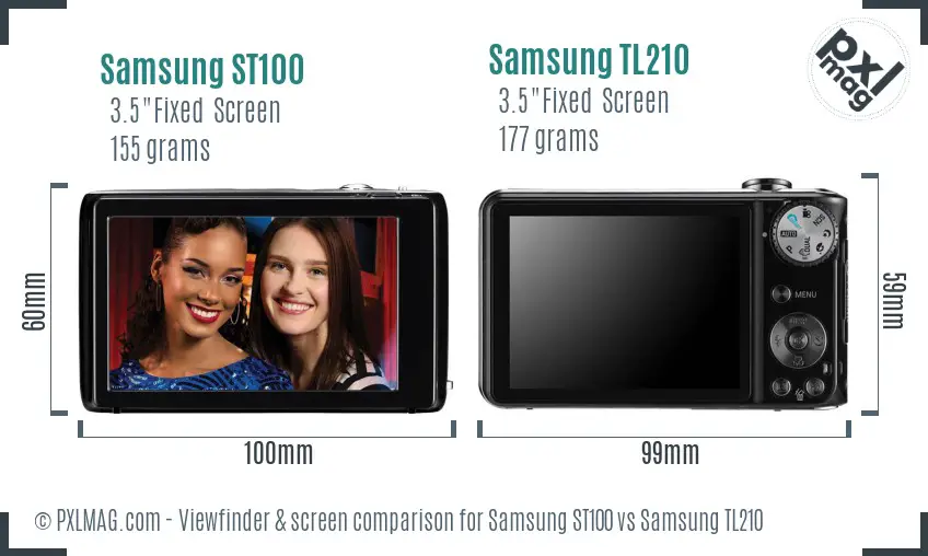 Samsung ST100 vs Samsung TL210 Screen and Viewfinder comparison