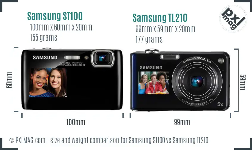 Samsung ST100 vs Samsung TL210 size comparison