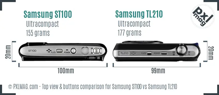 Samsung ST100 vs Samsung TL210 top view buttons comparison