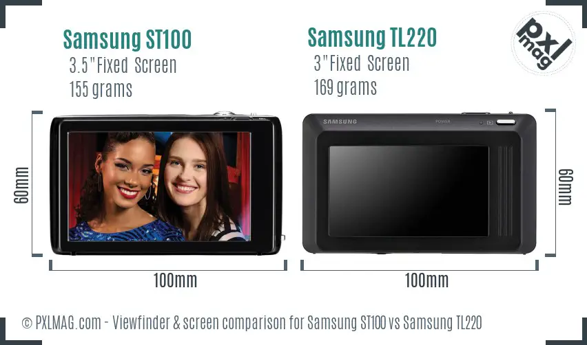 Samsung ST100 vs Samsung TL220 Screen and Viewfinder comparison