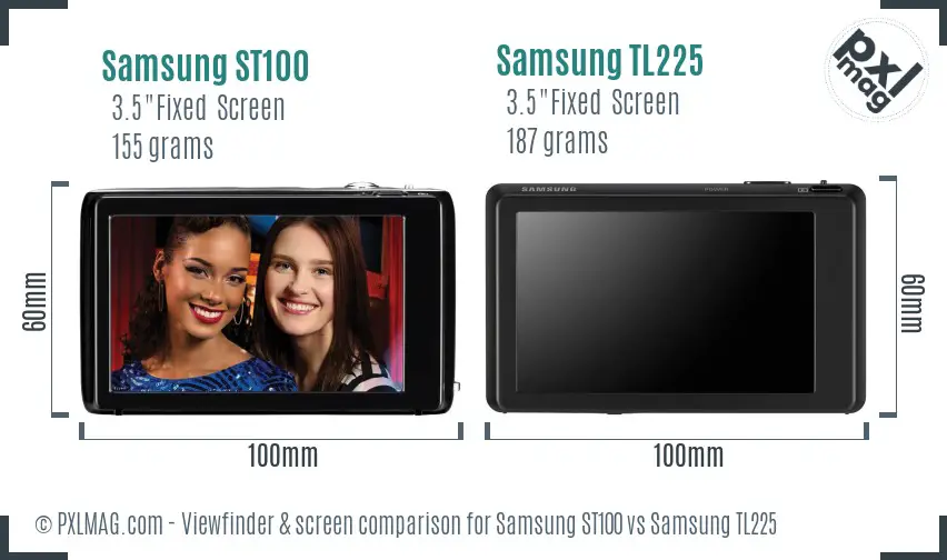 Samsung ST100 vs Samsung TL225 Screen and Viewfinder comparison