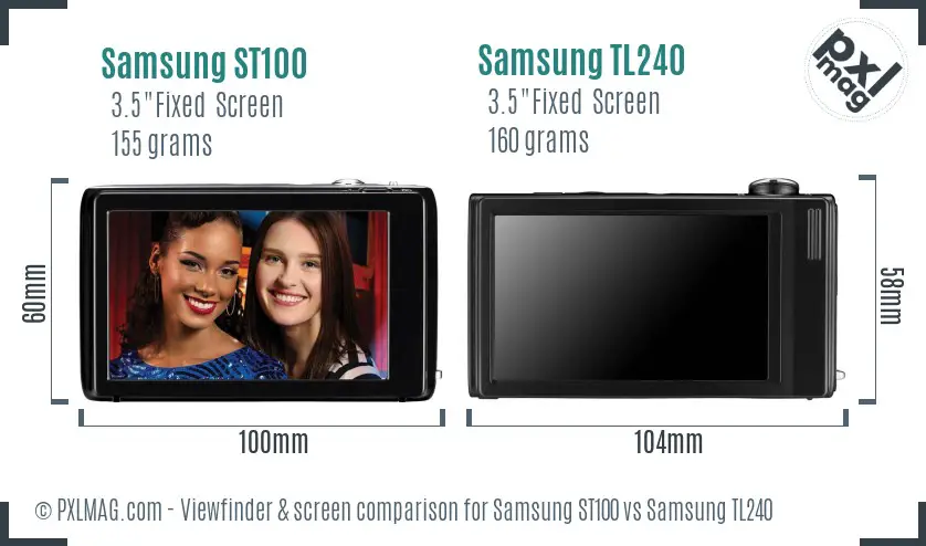 Samsung ST100 vs Samsung TL240 Screen and Viewfinder comparison