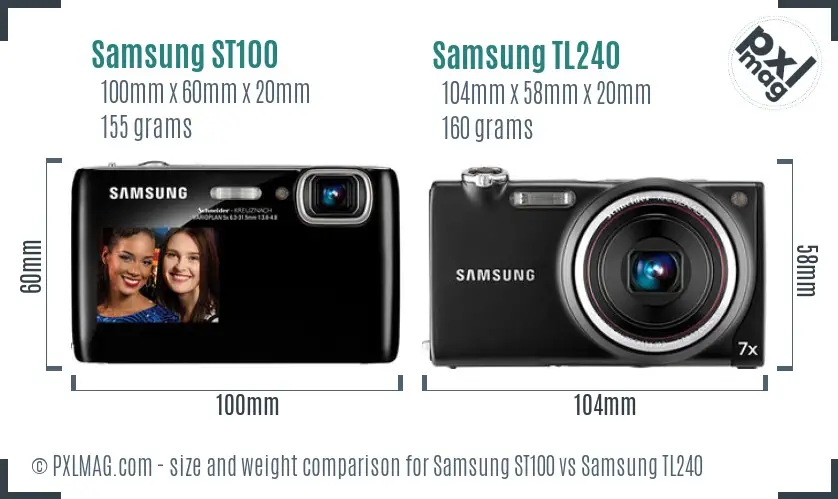 Samsung ST100 vs Samsung TL240 size comparison