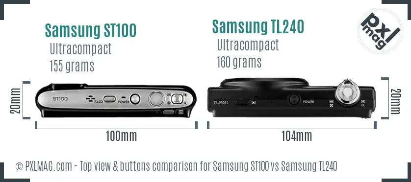Samsung ST100 vs Samsung TL240 top view buttons comparison