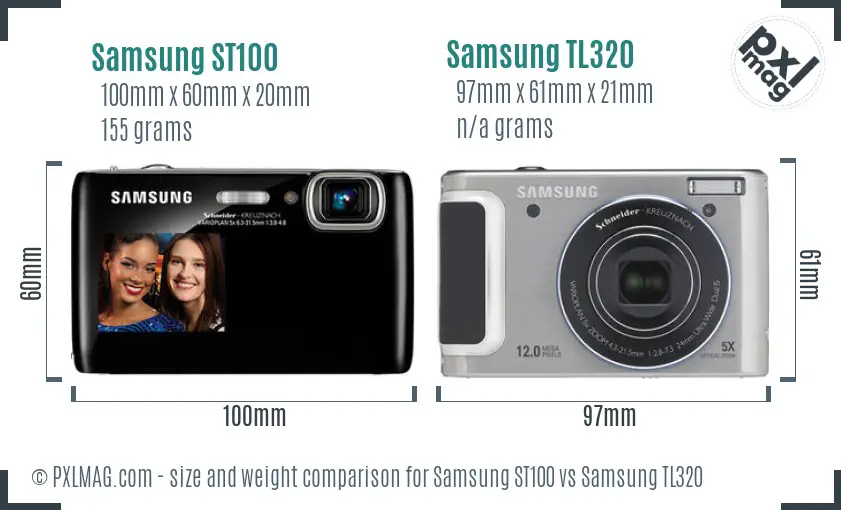 Samsung ST100 vs Samsung TL320 size comparison Samsung ST100 vs Samsung TL320 size comparison
