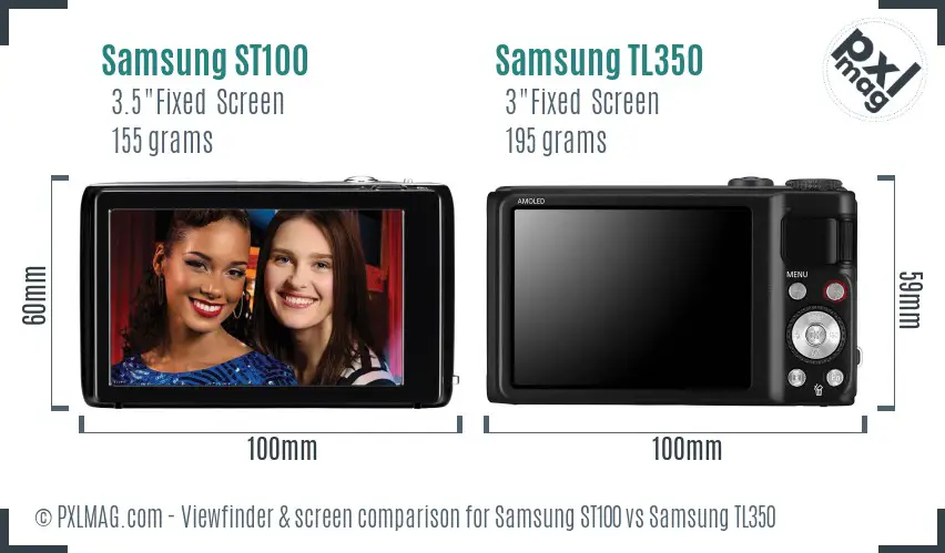 Samsung ST100 vs Samsung TL350 Screen and Viewfinder comparison