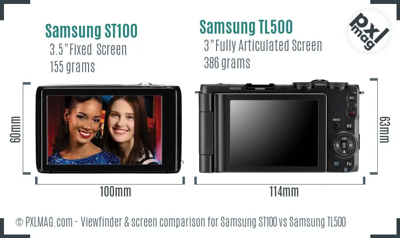 Samsung ST100 vs Samsung TL500 Screen and Viewfinder comparison