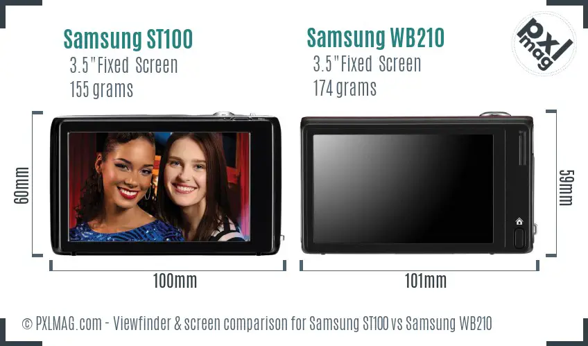 Samsung ST100 vs Samsung WB210 Screen and Viewfinder comparison
