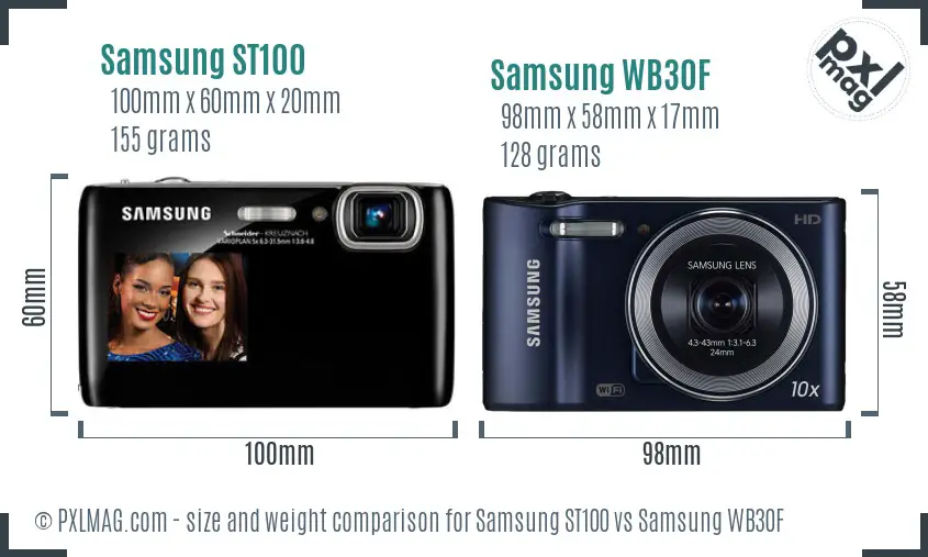 Samsung ST100 vs Samsung WB30F size comparison