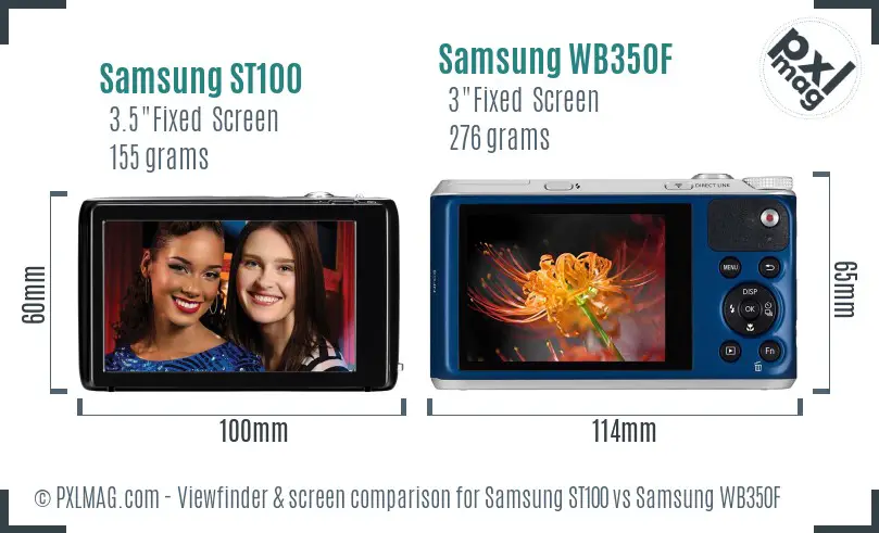 Samsung ST100 vs Samsung WB350F Screen and Viewfinder comparison