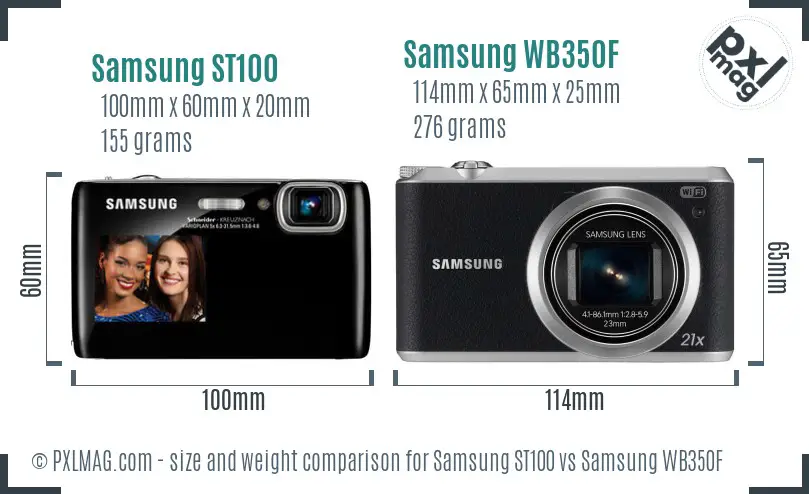 Samsung ST100 vs Samsung WB350F size comparison
