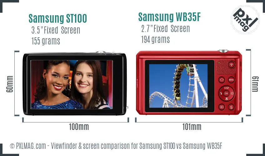 Samsung ST100 vs Samsung WB35F Screen and Viewfinder comparison