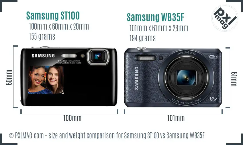 Samsung ST100 vs Samsung WB35F size comparison