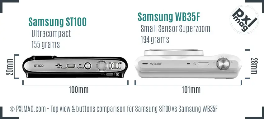 Samsung ST100 vs Samsung WB35F top view buttons comparison