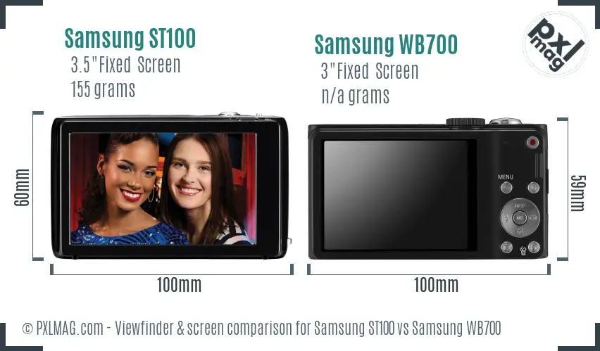 Samsung ST100 vs Samsung WB700 Screen and Viewfinder comparison