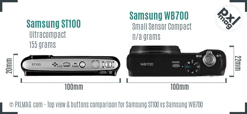 Samsung ST100 vs Samsung WB700 top view buttons comparison