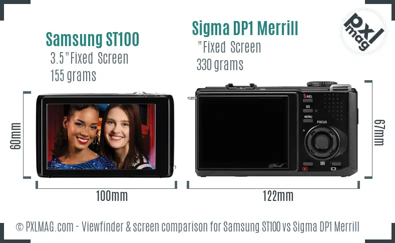 Samsung ST100 vs Sigma DP1 Merrill Screen and Viewfinder comparison