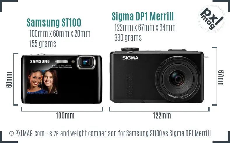 Samsung ST100 vs Sigma DP1 Merrill size comparison