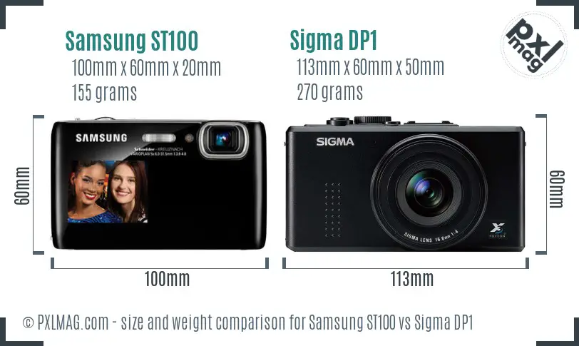 Samsung ST100 vs Sigma DP1 size comparison