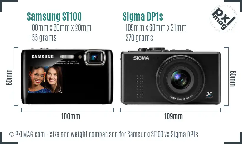 Samsung ST100 vs Sigma DP1s size comparison