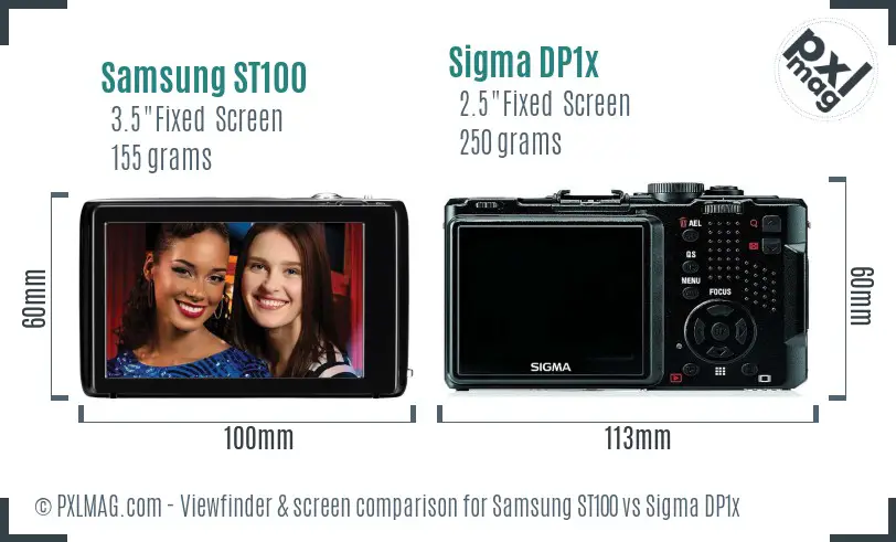Samsung ST100 vs Sigma DP1x Screen and Viewfinder comparison