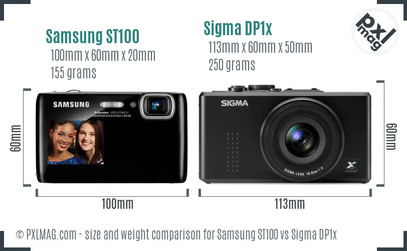 Samsung ST100 vs Sigma DP1x size comparison