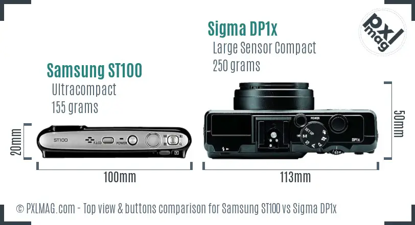 Samsung ST100 vs Sigma DP1x top view buttons comparison