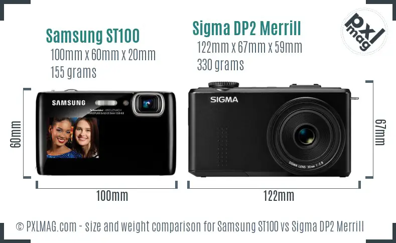 Samsung ST100 vs Sigma DP2 Merrill size comparison