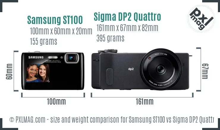 Samsung ST100 vs Sigma DP2 Quattro size comparison